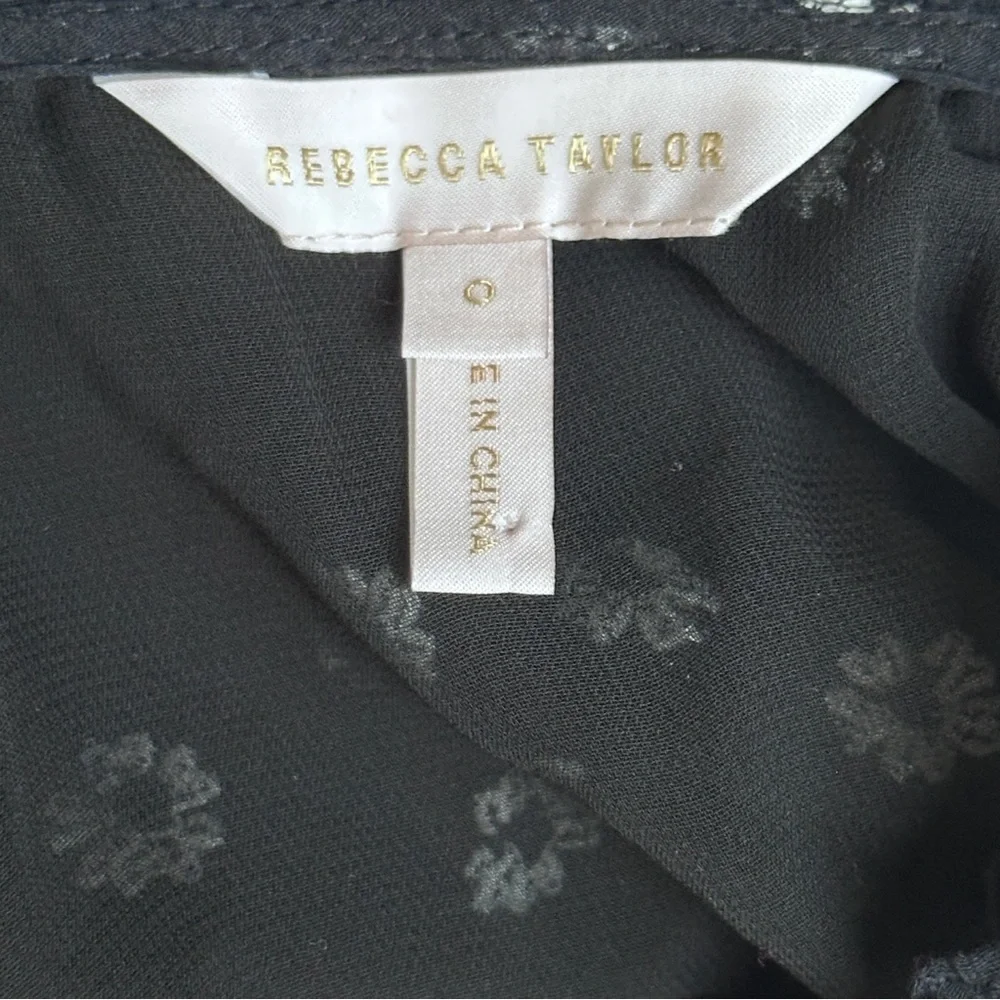 Rebecca Taylor Black & White Alessandra Ruffle Top Size 0 - Picture 9 of 15